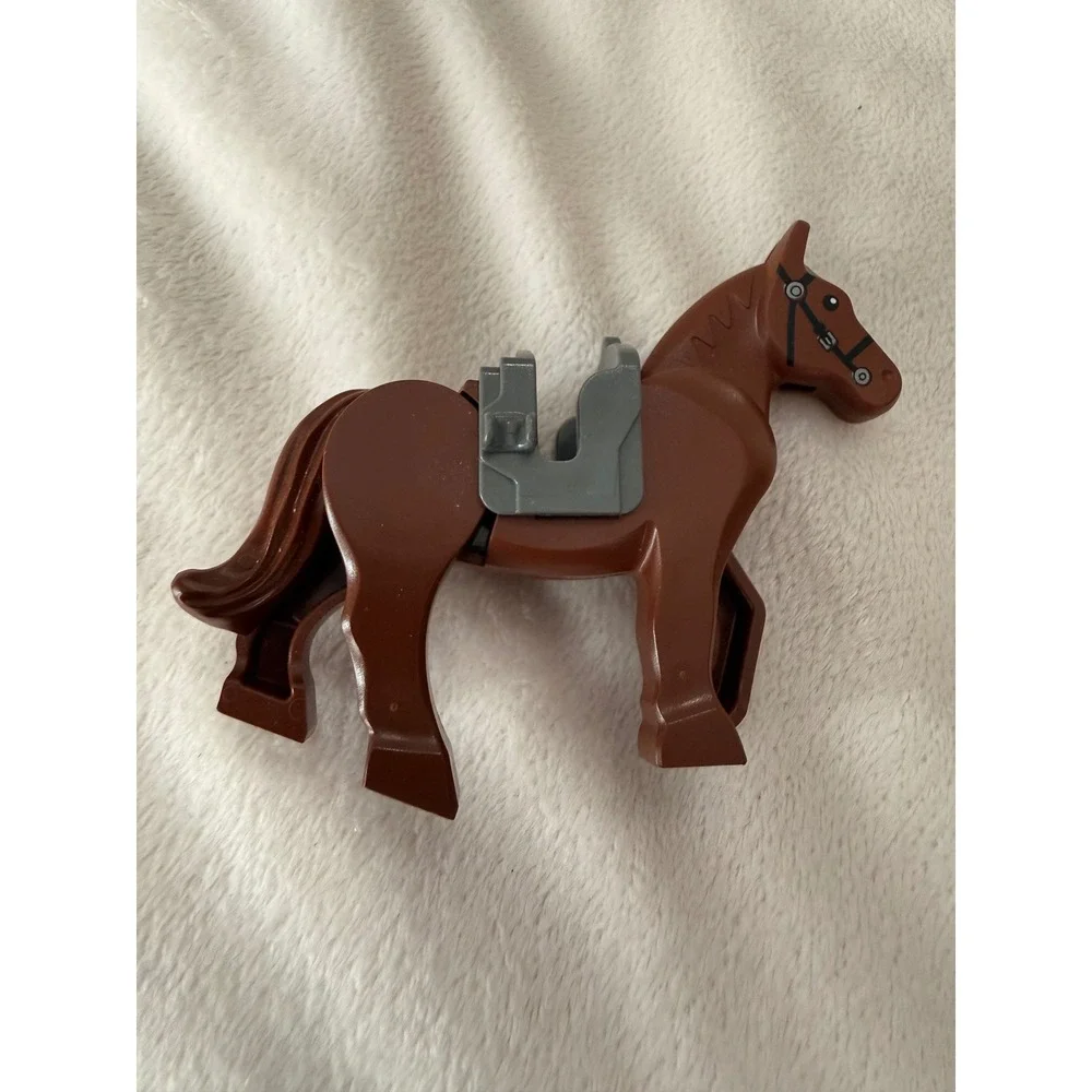 LEGO Reddish Brown Horse with Movable Neck and Grey Saddle Minifigure Animal